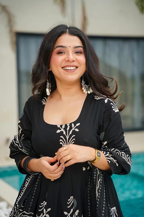 Black Printed Kurta Pant with Dupatta