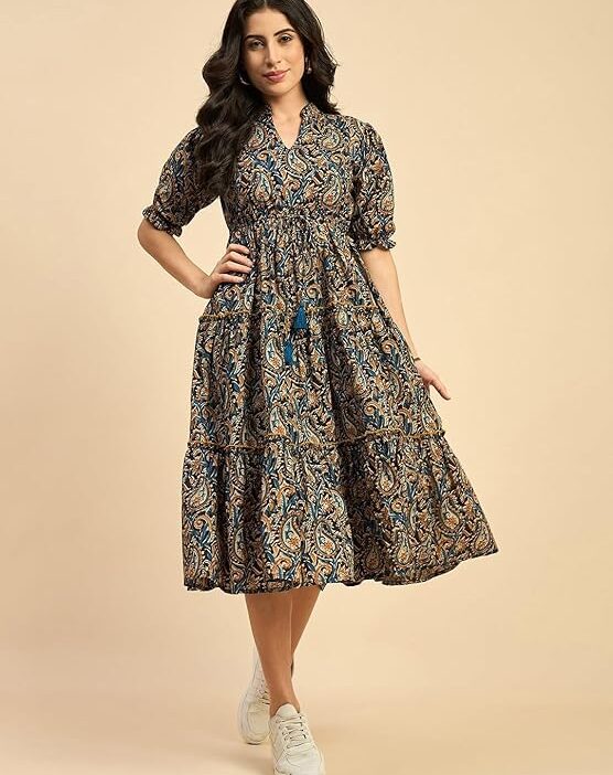 Cotton A-Line Midi Dress
