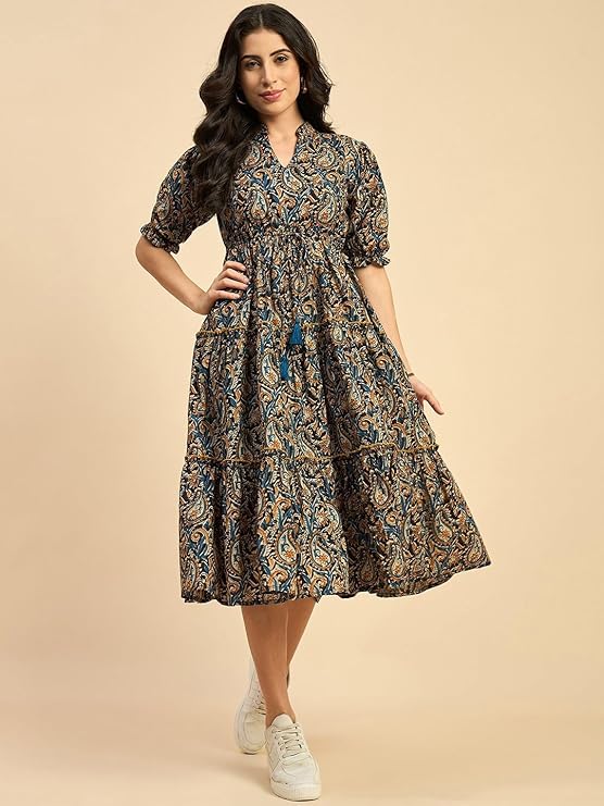 Cotton A-Line Midi Dress