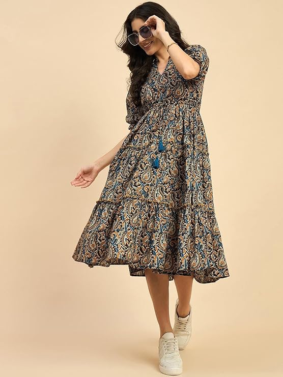 Cotton A-Line Midi Dress