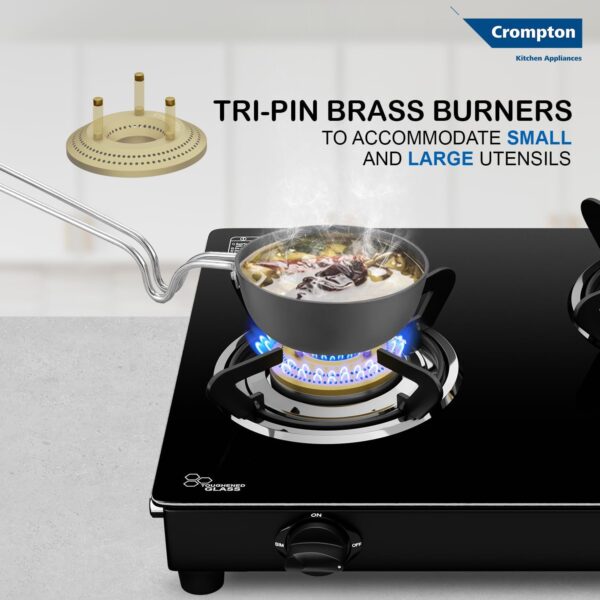 Crompton FlameStar Max 3 Burner Glass Top Gas Stove