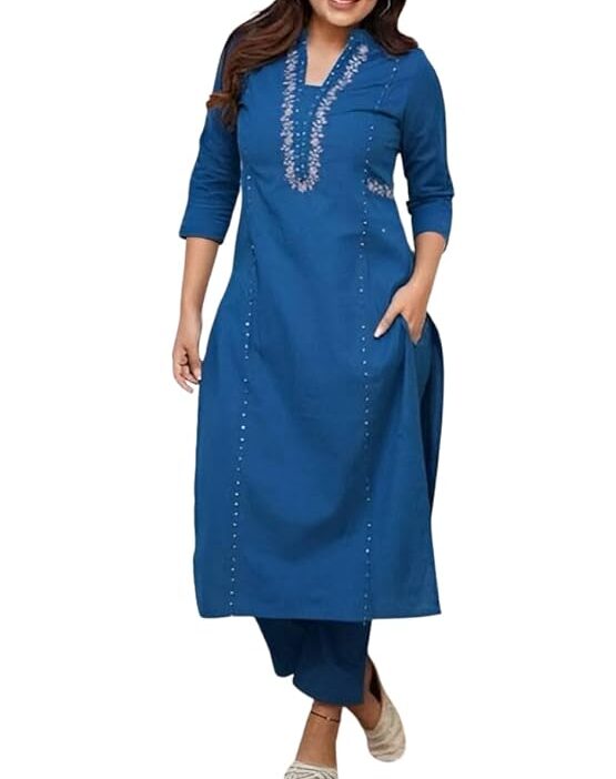 Women's Cotton Printed Straight Kurti with Pant Set 1 Kurti with Pant Set