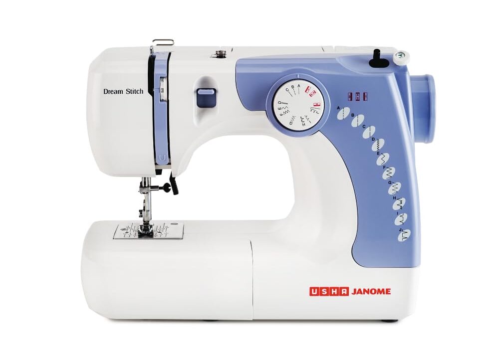 USHA Janome Dream Stitch Automatic Zig-Zag Sewing Machine – Compact, Versatile & Powerful (White & Blue) 1 USHA Janome Dream Stitch Automatic Zig-Zag Sewing Machine