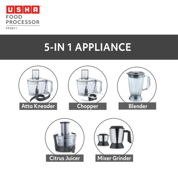 Usha FP 3811 Food Processor 1000 Watts Copper Motor