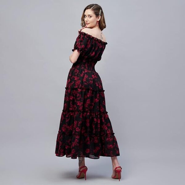 Women's Georgette Fit and Flare Maxi Dress