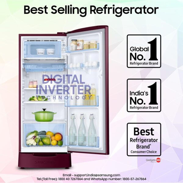 Samsung 183L 5-Star Digital Inverter Direct-Cool Single Door Refrigerator