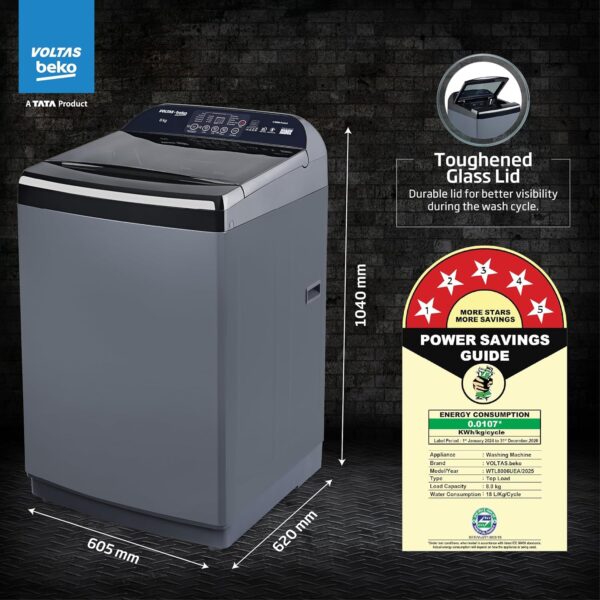 Voltas Beko 8 kg 5 Star Fully-Automatic Top Loading Washing Machine
